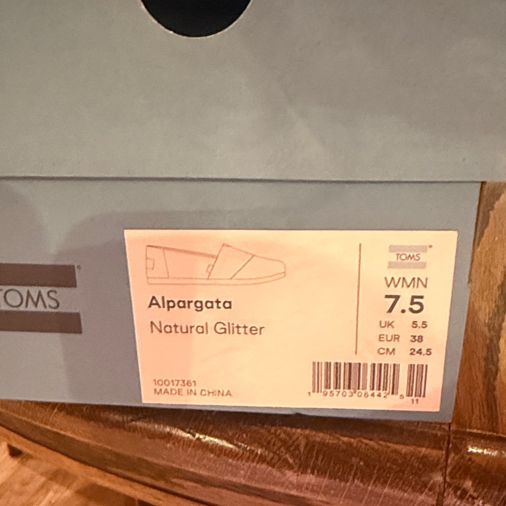 TOMS Alpargata Natural Glitter Slip-Ons